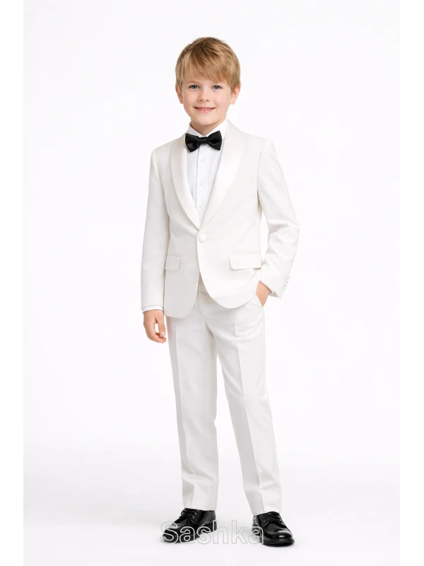 Костюм ошатний для хлопчика Смокінг білий Sashka, розмір 104-146